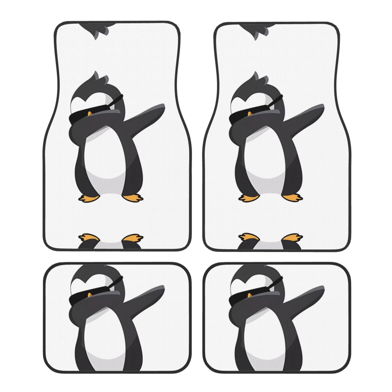 Universal Pinguin Dabbing Print Auto Fußmatten - 4-teiliges Set, Gummi-Rückseite, leicht zu reinigen, passend für die meisten Autos, SUVs und LKWs von SSYGHT