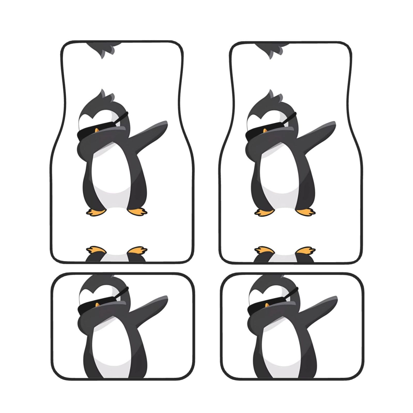 Universal Pinguin Dabbing Print Auto Fußmatten - 4-teiliges Set, Gummi-Rückseite, passend für die meisten Autos, LKWs, SUVs, Vans von SSYGHT