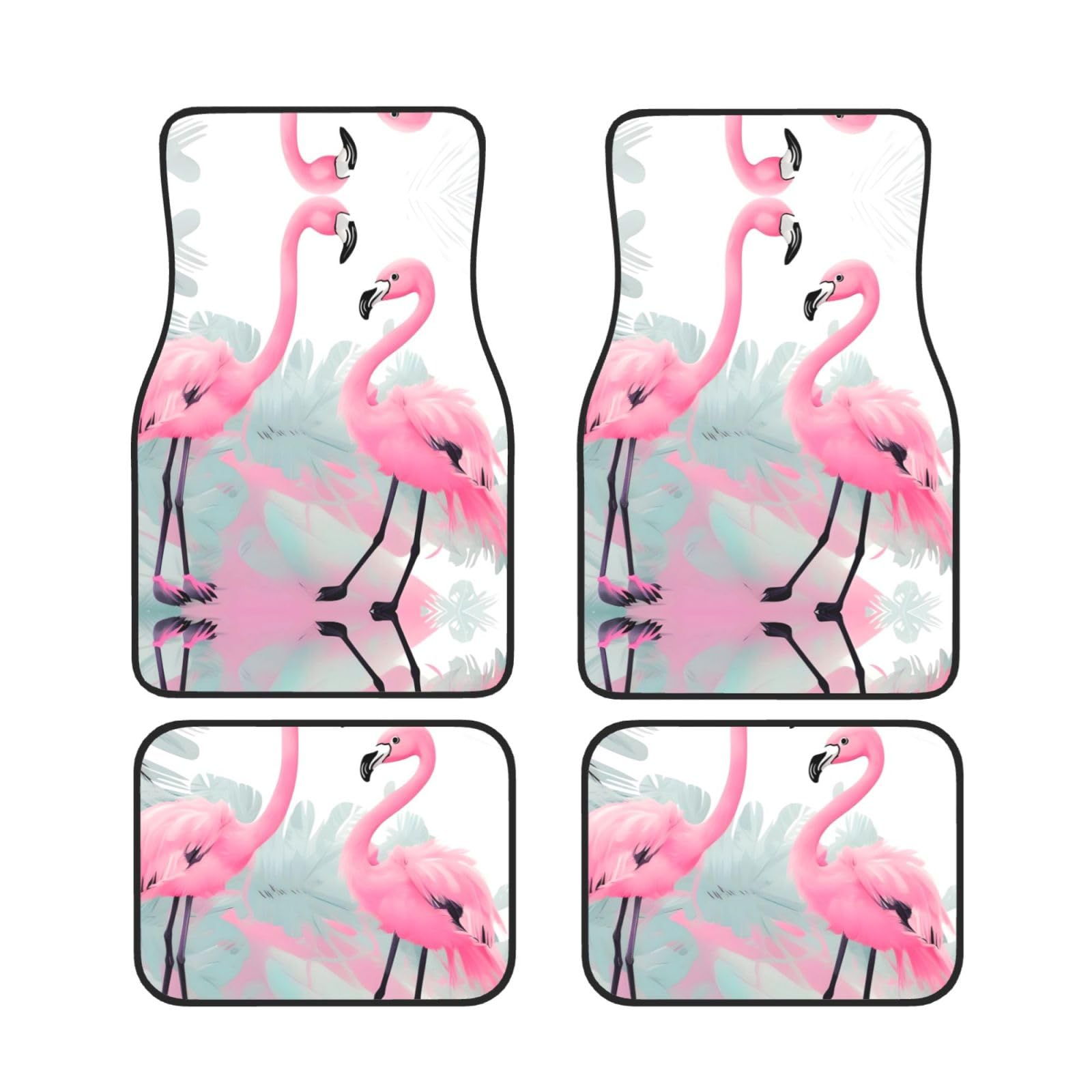 Universal Pink Flamingo Print Auto Fußmatten - 4-teiliges Set, Gummi-Rückseite, passend für die meisten Autos, LKWs, SUVs, Vans von SSYGHT