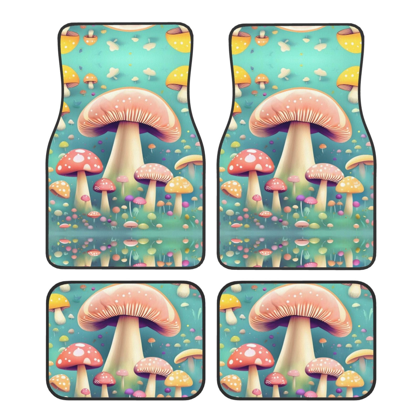 Universal Pretty Little Mushrooms Print Auto Fußmatten - 4-teiliges Set, Gummi-Rückseite, leicht zu reinigen, passend für die meisten Autos, SUVs und LKWs von SSYGHT