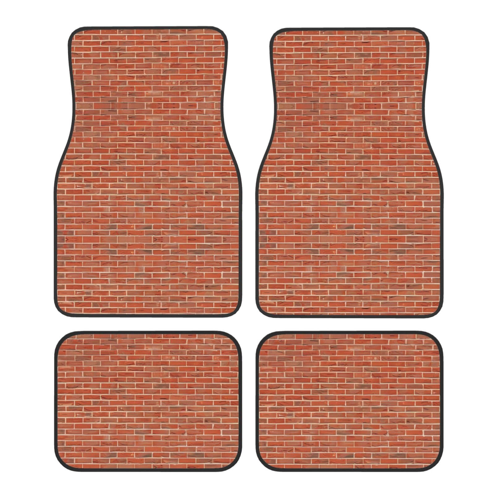 Universal Red Brick Wall Texture Print Auto Fußmatten - 4-teiliges Set, Gummi-Rückseite, leicht zu reinigen, passend für die meisten Autos, SUVs und LKWs von SSYGHT