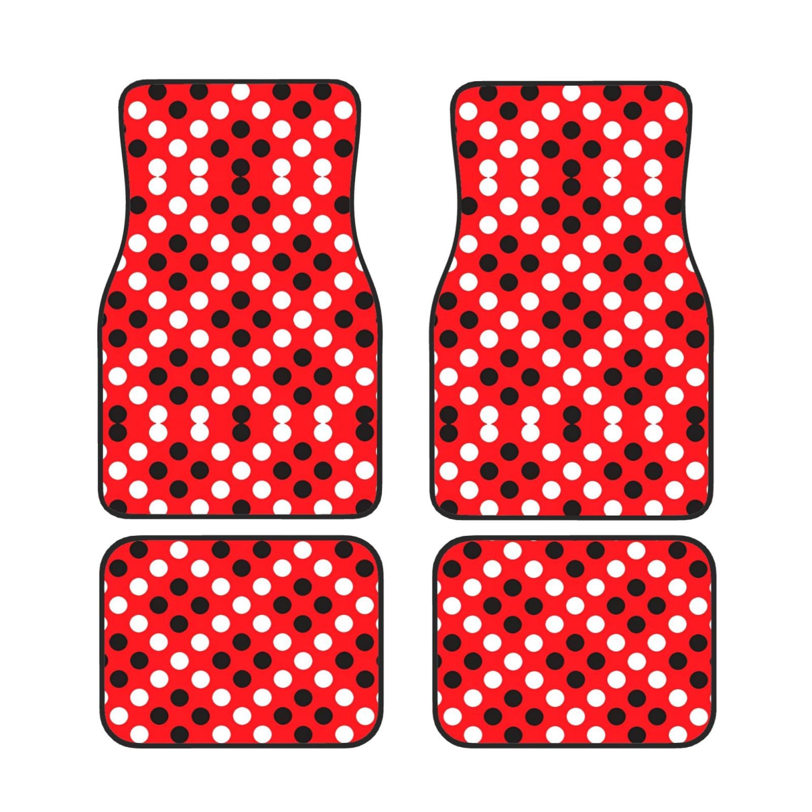 Universal Rot Weiß Polka Dot Print Auto Fußmatten - 4-teiliges Set, Gummi-Rückseite, passend für die meisten Autos, LKWs, SUVs, Vans von SSYGHT