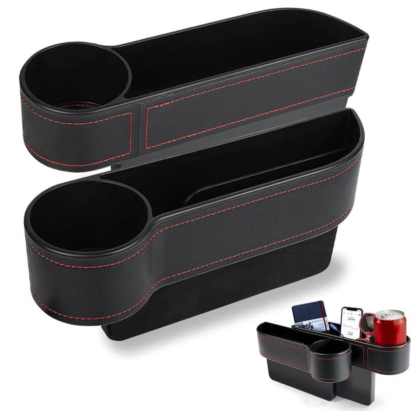 SSyang 2 Stücke Auto Aufbewahrungsbox, Autositz Gap Organizer, Auto Aufbewahrungsbox Sitz, Auto Aufbewahrungsbox Mittelkonsole, 27x8x14.5cm, für Aufbewahrung im Auto (Schwarz) von SSyang