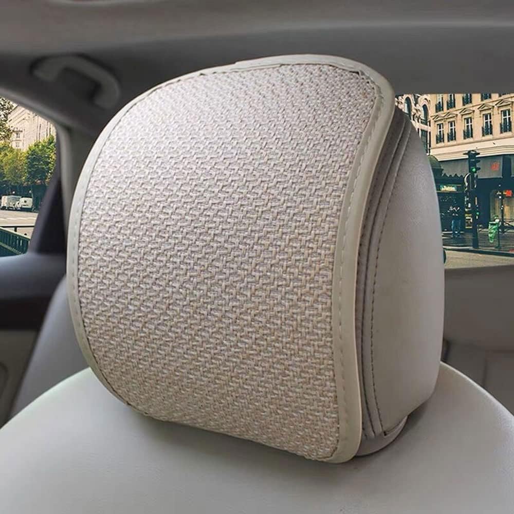 STACTOM 2Stück Auto Kopfstützenbezüge Waschbar Kopfstützen Bezug Staubdicht Kopfstützenschutz Abdeckung Universal für Auto (beige) von STACTOM