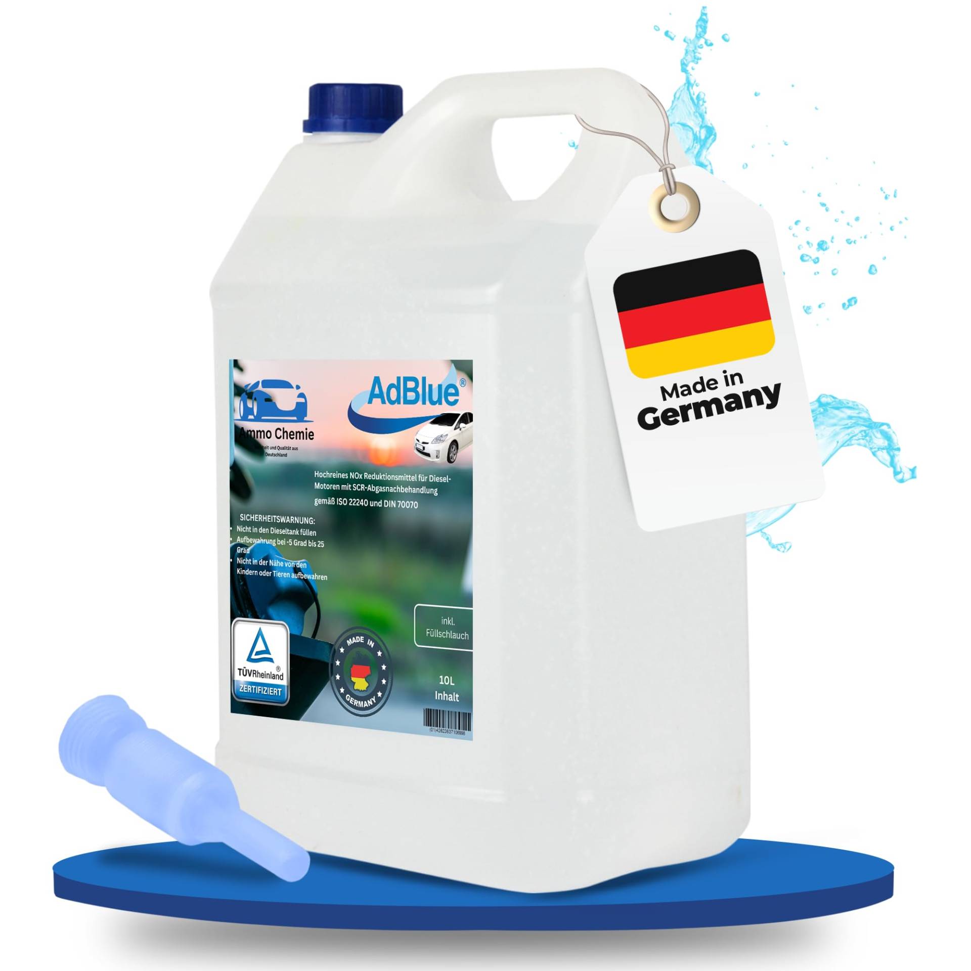 STAHLMANN Ammo Chemie ® Adblue inklusive Ausgießer – Ad Blue für Diesel Fahrzeuge - Adblue 10 L für Diesel ISO 22240 – Ad Blue 20 L Made IN Germany (10 Liter) von STAHLMANN