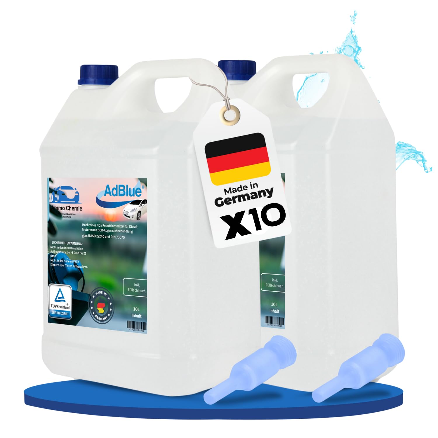 STAHLMANN Ammo Chemie ® Adblue inklusive Ausgießer – Ad Blue für Diesel Fahrzeuge - Adblue 10 L für Diesel ISO 22240 – Ad Blue 20 L Made IN Germany (10 x 10 Liter) von STAHLMANN