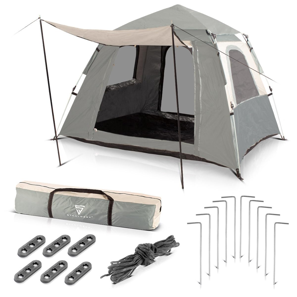 STAHLWERK Campingzelt Z-210 ST 210 x 160 cm selbstaufbauendes Pop-Up-Zelt | Wurfzelt | Igluzelt | Faltzelt | Kuppelzelt | Trekkingzelt | Zelt für 1-2 Personen inklusive Transporttasche von STAHLWERK