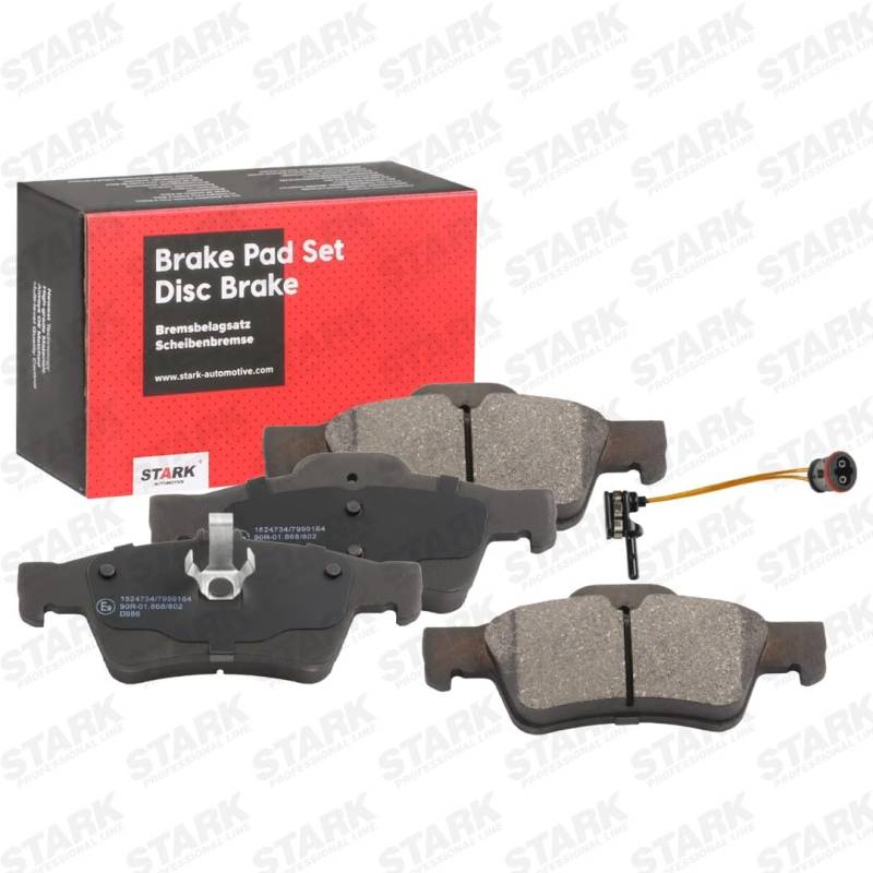 STARK Bremsbeläge Satz Bremsklötze Bremssteine Set Hinten mit Verschleißwarnkontakt | Low-Metallic SKBP-0012445 von STARK