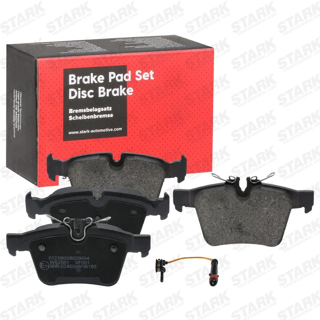 STARK Bremsbeläge Satz Bremsklötze Bremssteine Set Hinten mit Verschleißwarnkontakt, für Verschleißwarnanzeiger vorbereitet | Low-Metallic | ECE-R90 SKBP-0012411 von STARK