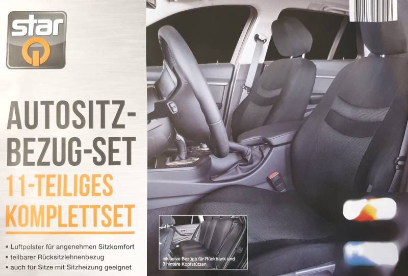 STARQ Auto Sitzbezug Komplettset 11-TLG Sitzbezüge Schonbezug Luftpolster Universal von STARQ