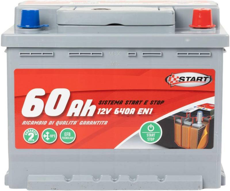 Stop&Start-Batterie, 60 Ah, 12 V, 640 A (EN1), versiegelt, linker Pol von START