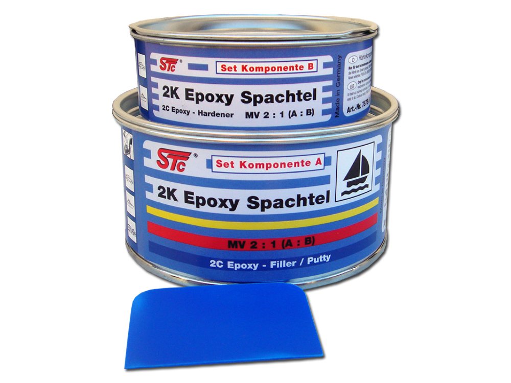 STC 2K Epoxy Spachtelmasse Set 600 g / 400 ml Bootsspachtel Set Epoxyspachtel von STC