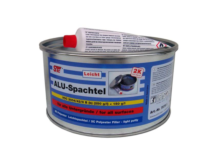 STC Aluminiumspachtel 1,5 kg Aluspachtel Alu Leichtspachtel Metall Spachtelmasse inkl. Härter von STC