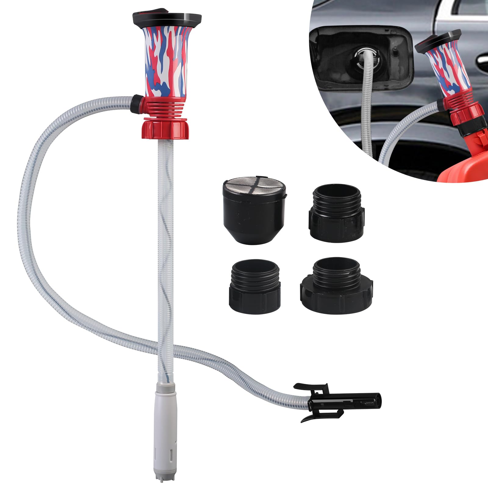 Kraftstoff Umfüllpumpe mit Auto-Stopp-Sensor, Elektrische Benzinpumpe Ölabsaugpumpe Wasser Pumpe mit 3 Größen-Adapter,Tragbare Kanisterpumpe Absaugpumpe von STEEIRO