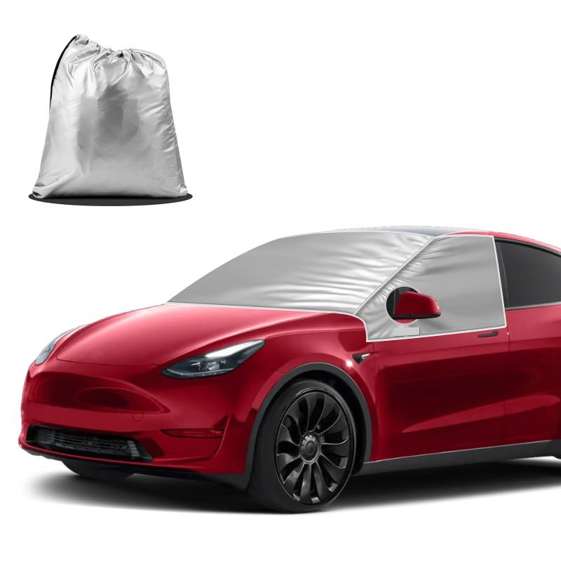 STEEIRO Auto-Windschutzscheibenabdeckung, geeignet für Tesla Model Y 2020–2023, verdickte Windschutzscheibenabdeckung, Oxford-Stoff, faltbarer Sonnenschutz, Frostschutz- und wasserdichte von STEEIRO