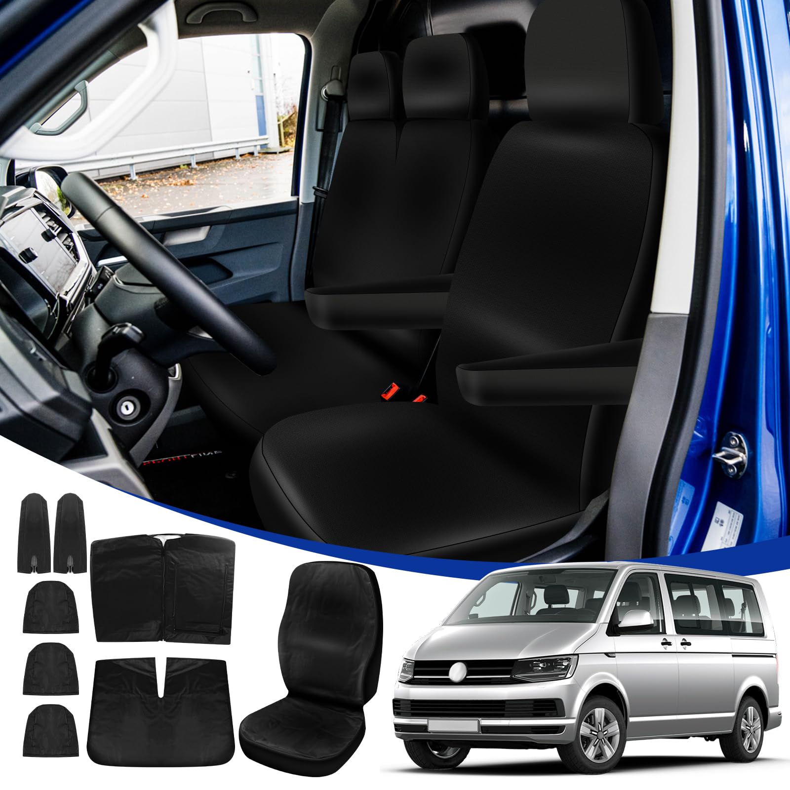 STEEIRO Sitzbezüge kompatibel mit VW T5 T6 2003-2022 (3 Sitzer), Auto Sitzbezüge, Wasserdichter Volkswagen Sitzbezüge Maßgeschneiderte Autositzbezüge von STEEIRO