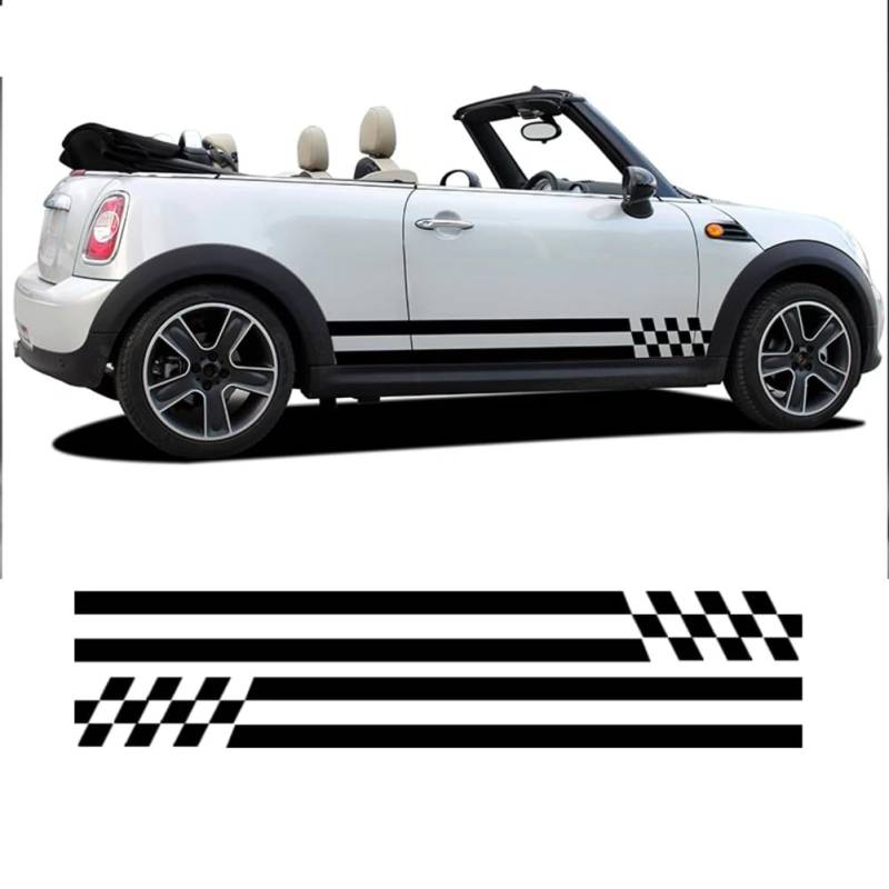 Car Styling Karierter Aufkleber Türseitenstreifen Rockaufkleber, für Mini, für Cooper S One, für JCW R50 R52 R53 R56 R57 F55 F56 F57 Zubehör von STFEAGYZ