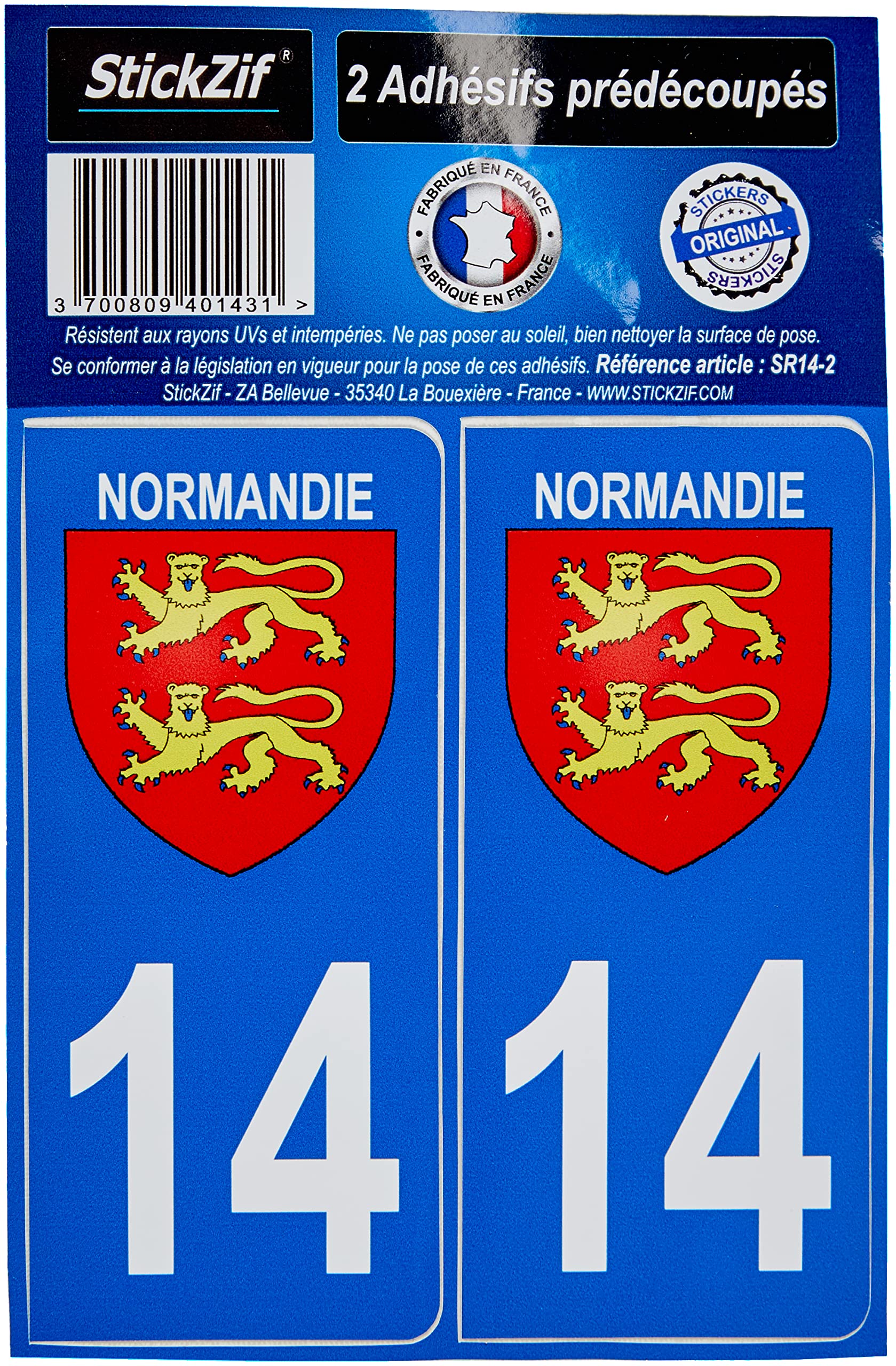 STICKZIF SR14-2 Aufkleber Région Departement 14 Normandie, 2 Stück von STICKZIF