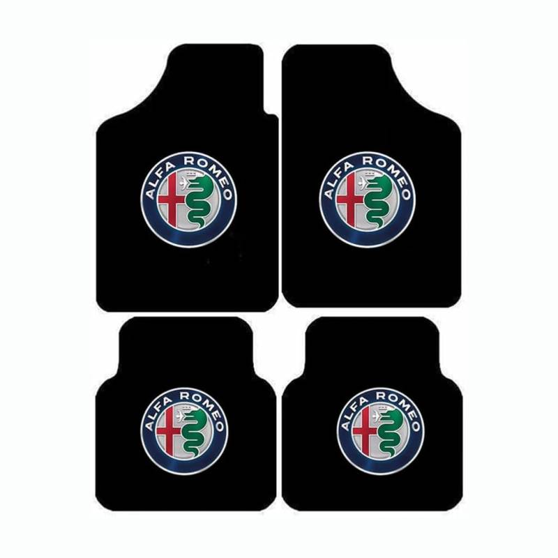 4 Stück Autofußmatten-Set für Alfa Romeo 166 1998-2008, Velours Fußmatten mit Logo Teppich Matten Stoffmatten Textilmatte Autozubehör von STLYBAZ