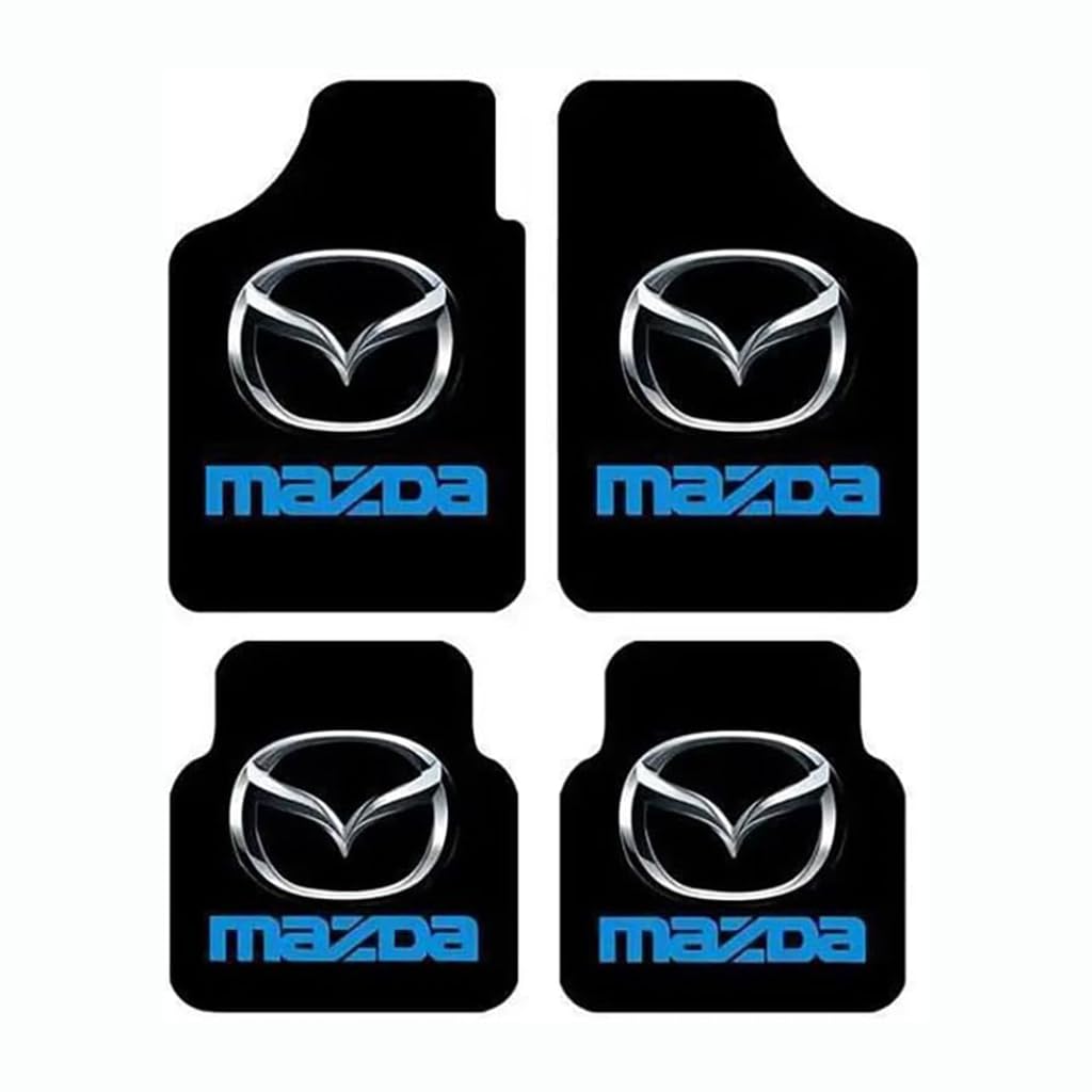 4 Stück Autofußmatten-Set für Mazda 5 2008-2013, Velours Fußmatten mit Logo Teppich Matten Stoffmatten Textilmatte Autozubehör von STLYBAZ