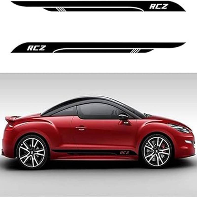 Auto Seitenschweller Aufkleber, Autotür Seitenstreifen Rock Aufkleber Zubehör, für Peugeot RCZ,Black von STLYBAZ