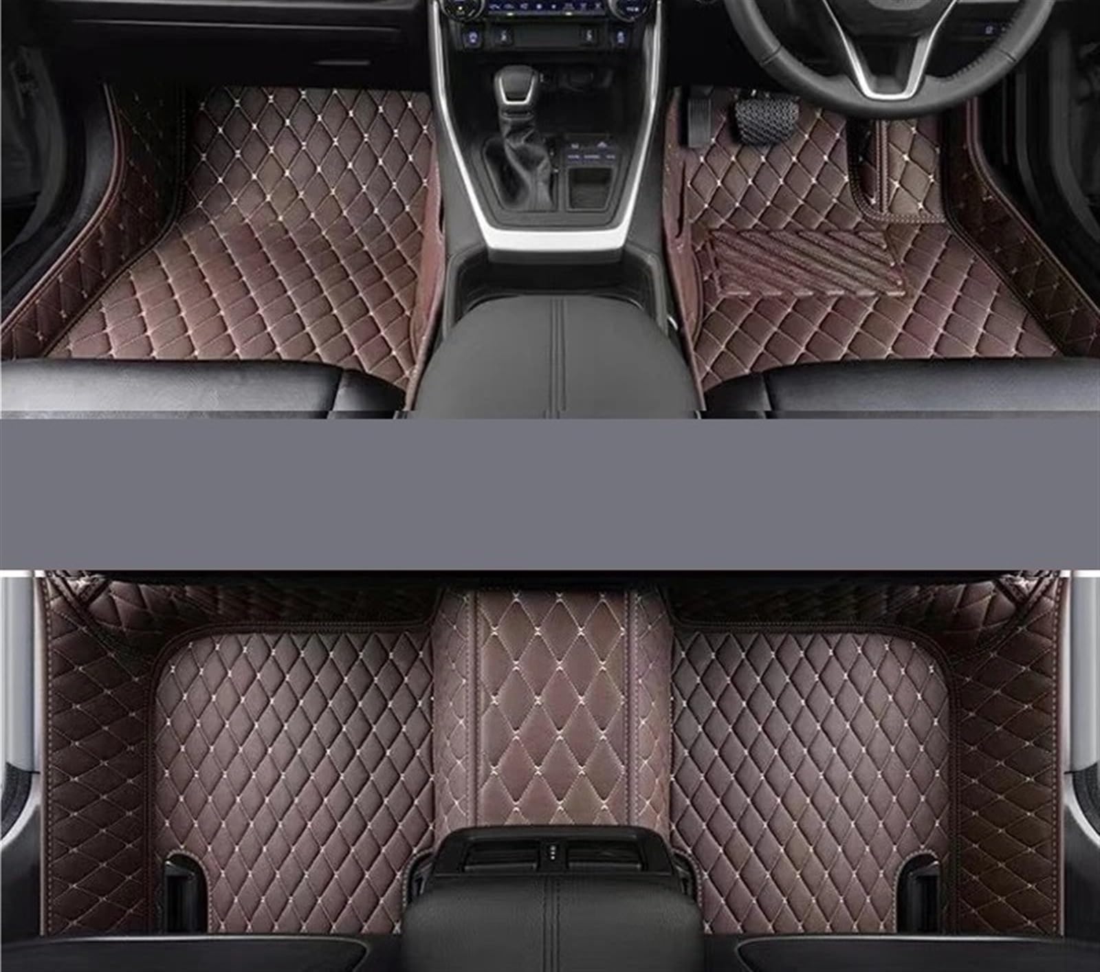 Auto Fußmatten Kompatibel Mit Toyota Für RAV4 2020 2021 2022 2023 2024 RHD Rechtslenker PU-Auto-Fußmatten Teppich Innenfußpolster(Single layer brown) von STOIFFFHH