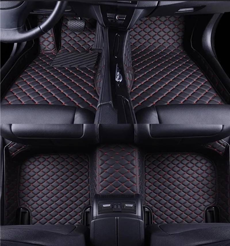 Auto Fußmatten Kompatibel Mit VW Für Passat Für CC 2019-2023 Benutzerdefinierte 3D-Auto-Fußmatten PU-Innenausstattung(Black Red 5 Seat) von STOIFFFHH