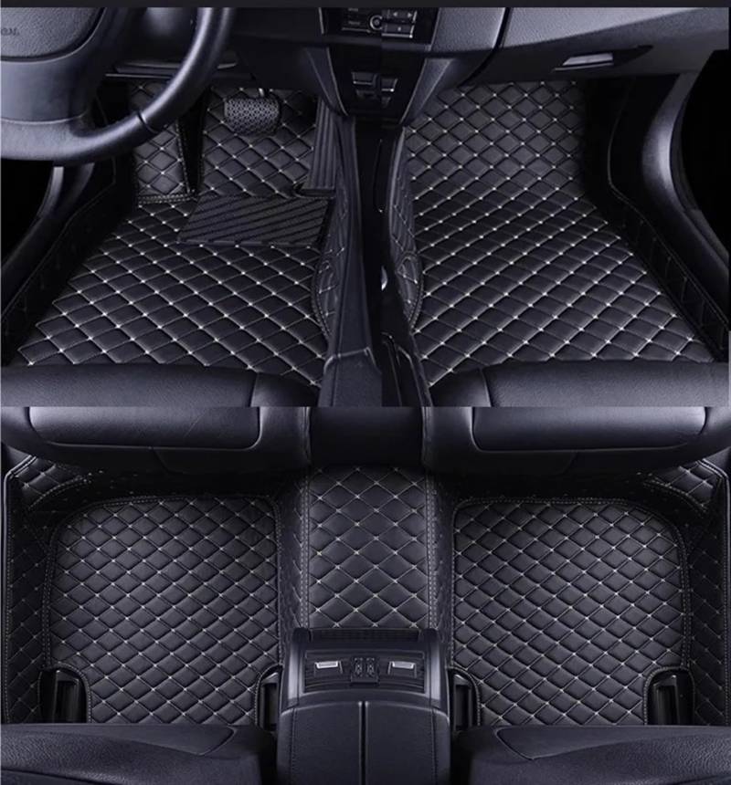 Auto Fußmatten Kompatibel Mit VW Für Passat Für CC 2019-2023 Benutzerdefinierte 3D-Auto-Fußmatten PU-Innenausstattung(Black White 5 Seat) von STOIFFFHH