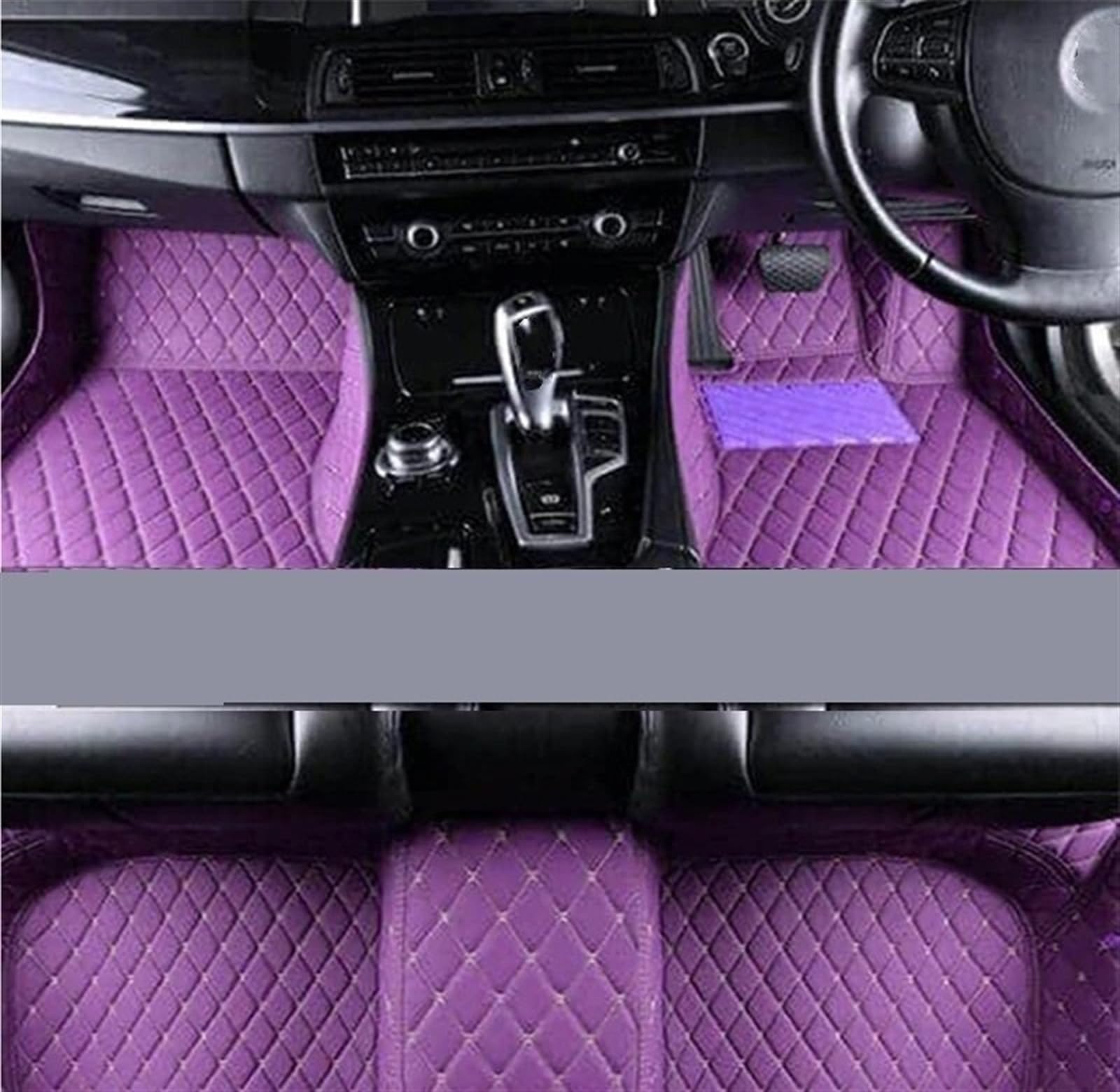 Auto Fußmatten Kompatibel Mit VW Für Tiguan Für Allspace Für Tiguan L LWB 2017~2023 7-Sitzer-Auto-Fußmatten Schutzteppiche Autoteppiche PU-Matten-Set(RHD Purple) von STOIFFFHH