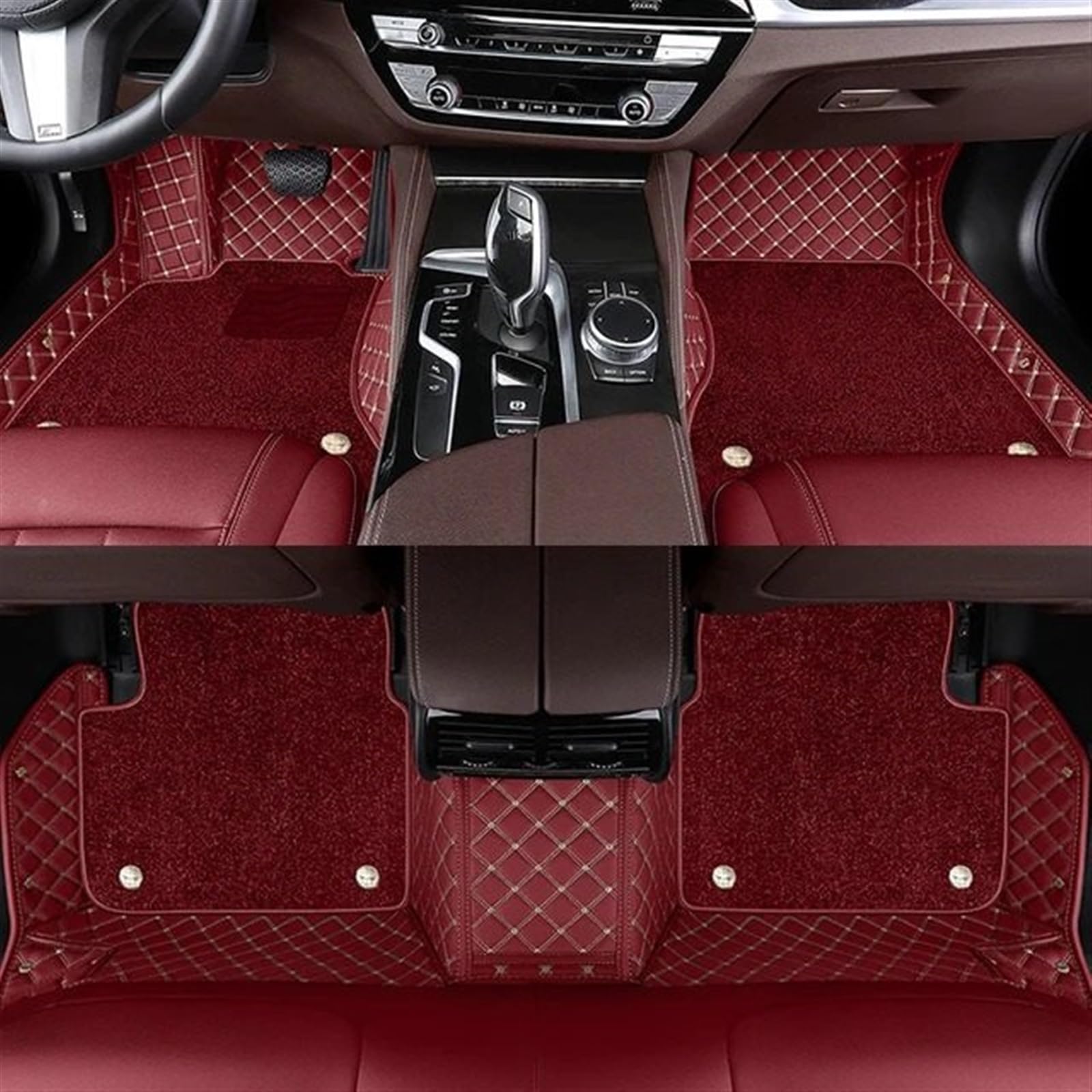 Auto Fußmatten Kompatibel mit Benz für A-Klasse W169 2009–2012 benutzerdefinierte zweischichtige Auto-Fußmatten PU-Innenteppiche Autozubehör(Wine red) von STOIFFFHH