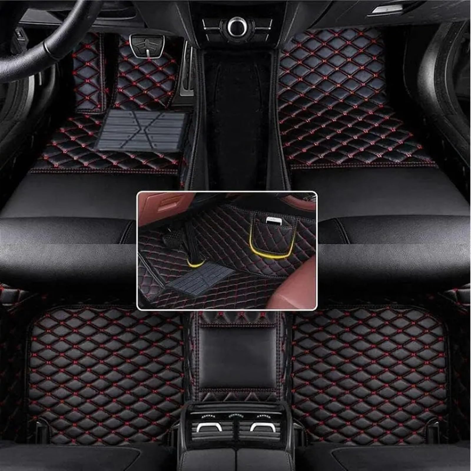 Auto Fußmatten Kompatibel mit Jetour für X70 2020 2021 2022 benutzerdefinierte PU-Auto-Bodenmatte für Schutz des Fahrzeugteppichs Innenfußpolster(Blak Red) von STOIFFFHH