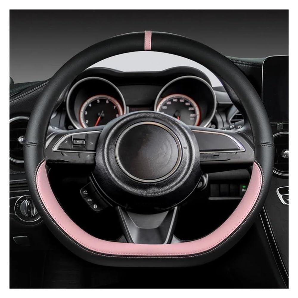 Auto Innenraum Kompatibel Mit Suzuki Für Swift 2017 2018 2019 2020 2021 2022 PU D-Form 38 cm Auto-Lenkradabdeckung Auto-Zubehör(PINK) von STOIFFFHH