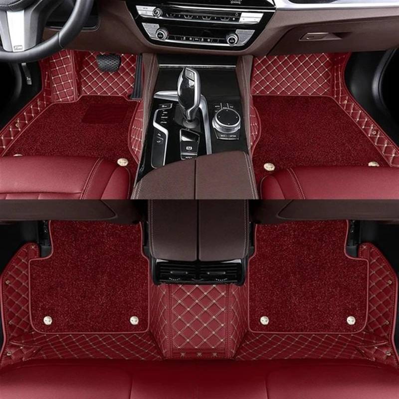 STOIFFFHH Auto Fußmatten Kompatibel mit Benz für A-Klasse W177 2020–2023 benutzerdefinierte zweischichtige Auto-Fußmatten PU-Innenteppiche Autozubehör(Wine red) von STOIFFFHH