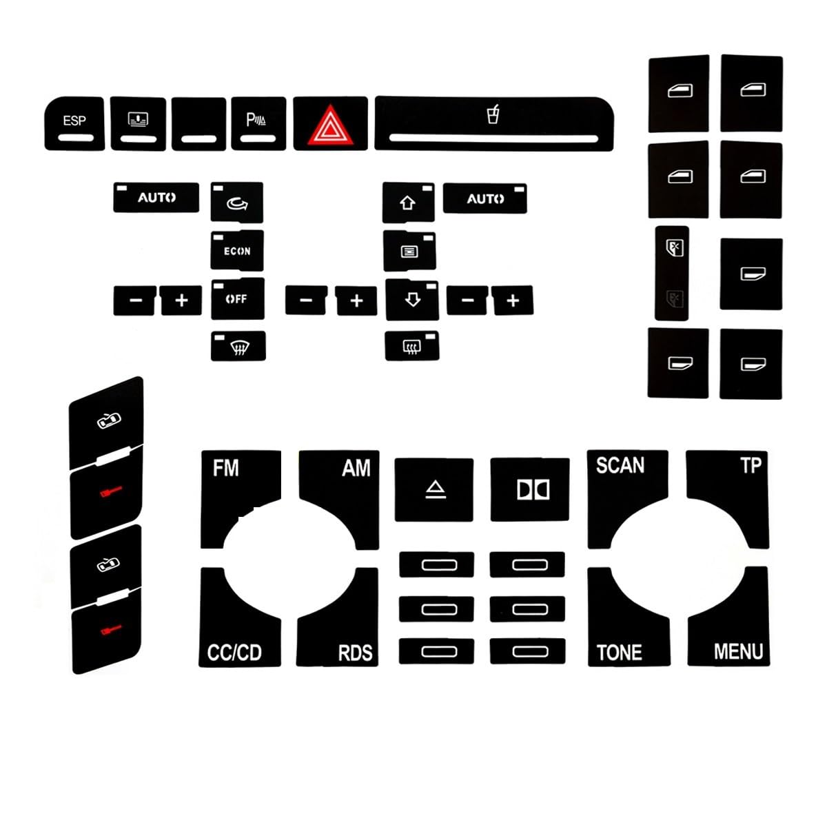 STOIFFFHH Auto Innenraum Kompatibel Mit Für A4 B6 B7 2000-2008 Reparaturaufkleber Fensterheberschalter Knopf Reparatursatz Armaturenbrett Panel ESP Alarm Klima(Set Type B) von STOIFFFHH