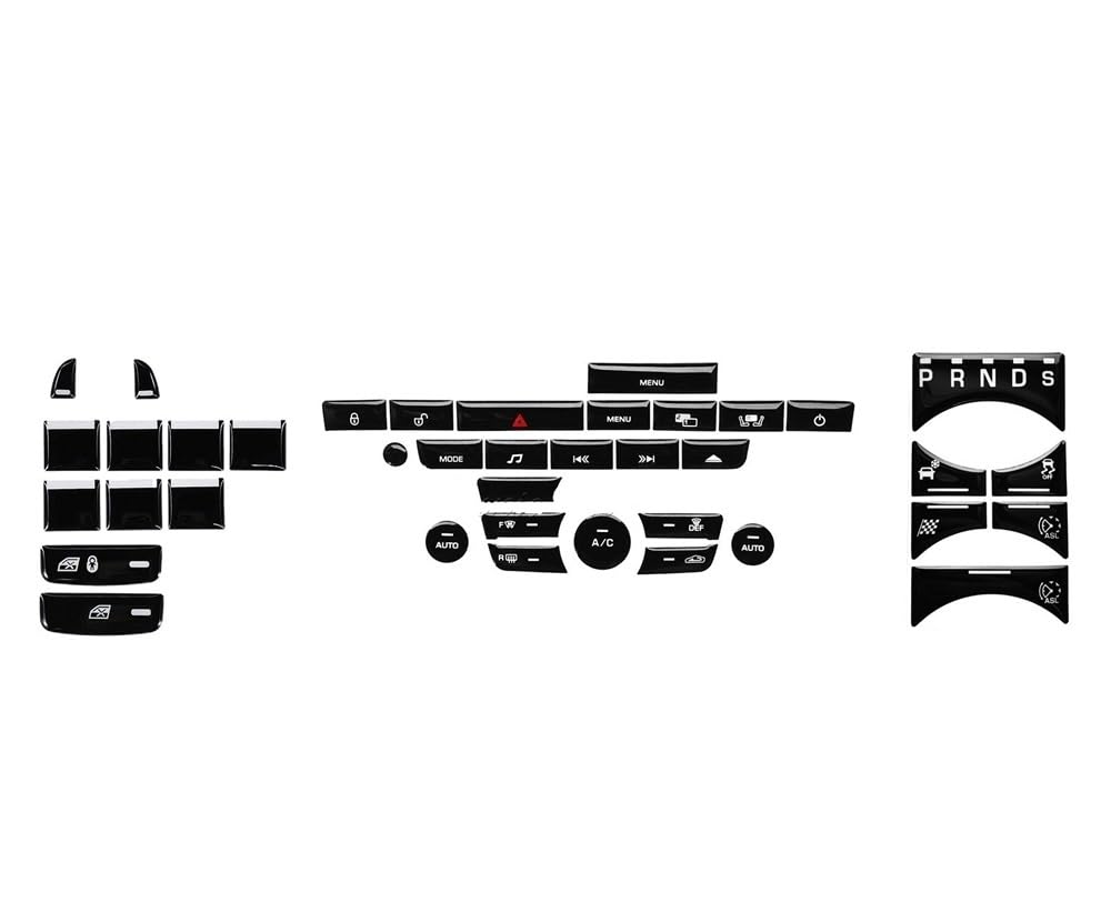 STOIFFFHH Auto Innenraum Kompatibel Mit Jaguar Für XJ XJL 2010-2015 Innentastenabdeckung Mittelkonsole Reparaturaufkleber Schwarz Start-Stopp-Schalter Armaturenbrettverkleidung(Set Type A) von STOIFFFHH