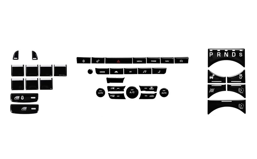 STOIFFFHH Auto Innenraum Kompatibel Mit Jaguar Für XJ XJL 2010-2015 Innentastenabdeckung Mittelkonsole Reparaturaufkleber Schwarz Start-Stopp-Schalter Armaturenbrettverkleidung(Set Type B) von STOIFFFHH