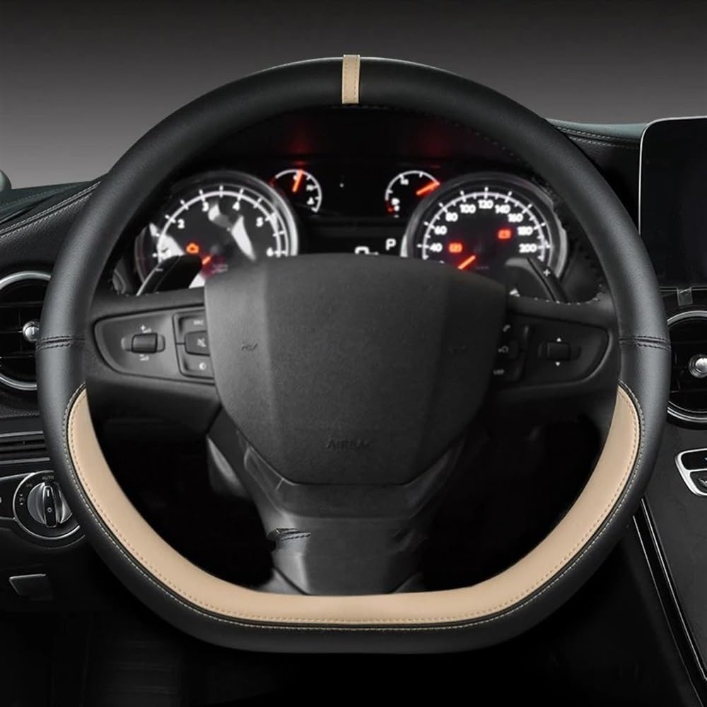 STOIFFFHH Auto Innenraum Kompatibel mit Citroen für C3 für C3-XR 2015–2019 für C4 2016–2019 D-förmige PU-Auto-Lenkradabdeckung(BEIGE) von STOIFFFHH