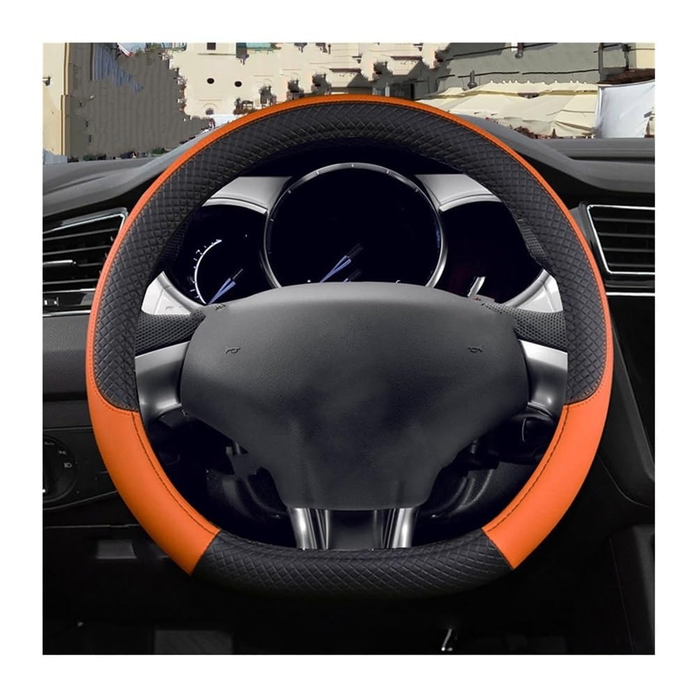 STOIFFFHH Auto Innenraum Kompatibel mit Citroen für DS3 DS 3 PU-Auto-Lenkradabdeckung rutschfestes Auto-Zubehör(D Shape Orange) von STOIFFFHH