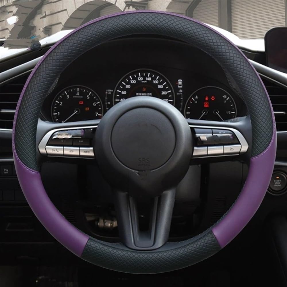 STOIFFFHH Auto Innenraum Kompatibel mit Mazda 3 für Bl Bj Bn für 323 für Axela 3 Sport PU-Auto-Lenkrad-Abdeckungsschutz(Purple) von STOIFFFHH