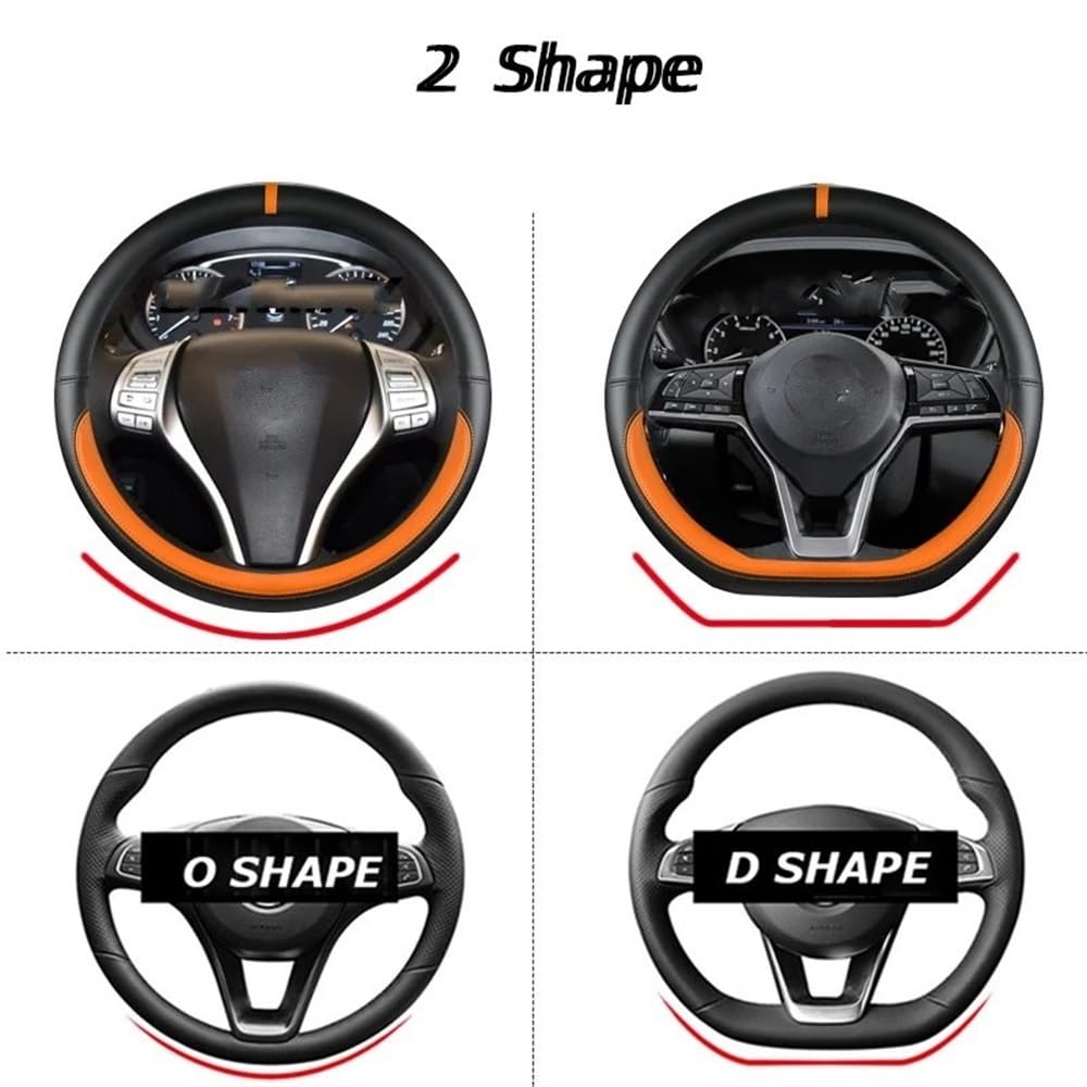 STOIFFFHH Auto Innenraum Kompatibel mit Nissan für X-Trail für Qashqai für March für Serena Auto-Lenkradabdeckung PU Autozubehör O-Form D-Form(O Shape White) von STOIFFFHH