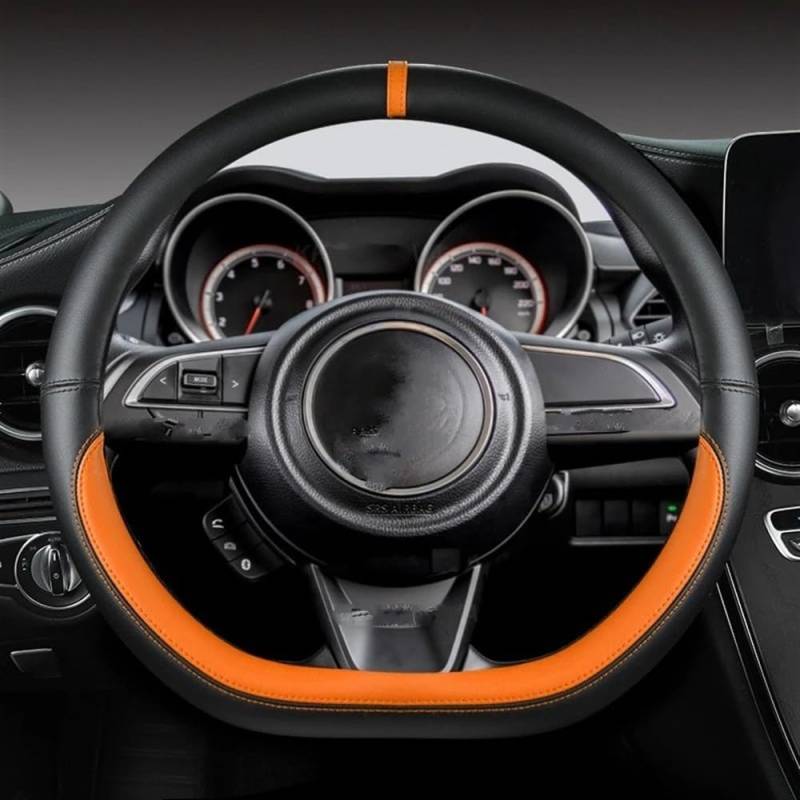 STOIFFFHH Auto Innenraum Kompatibel mit Suzuki für Swift 2017 2018 2019 2020 2021 2022 Sport PU D-Form 38 cm Auto-Lenkradabdeckung(Orage) von STOIFFFHH