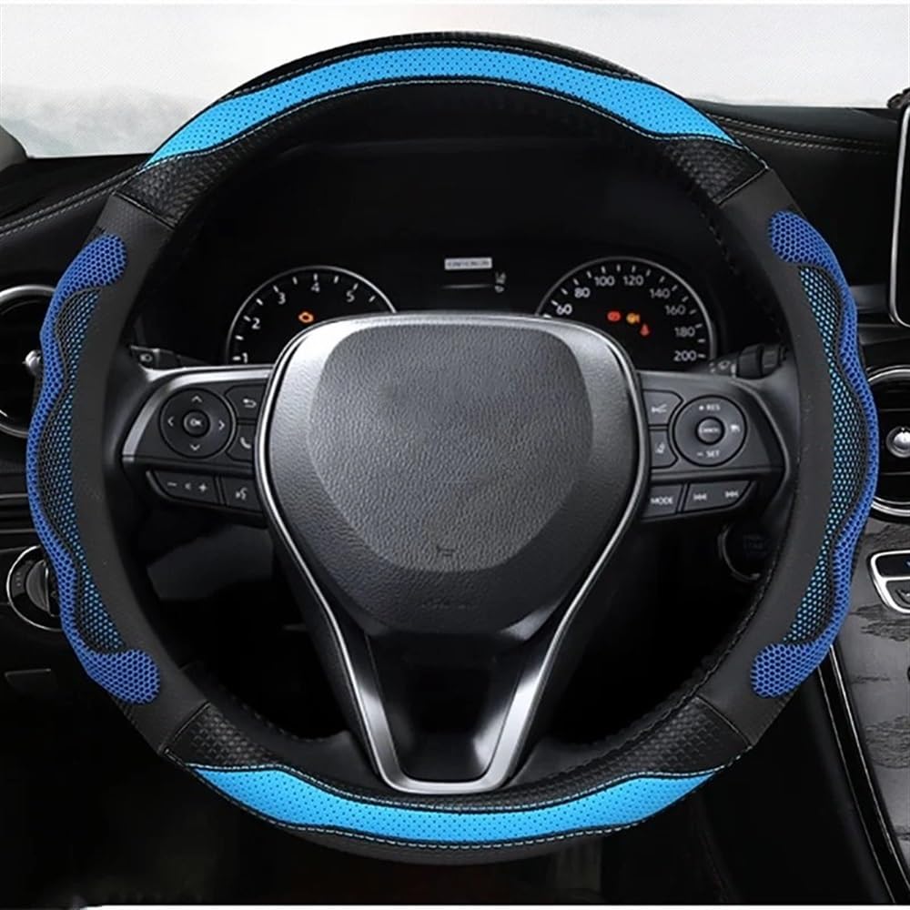 STOIFFFHH Auto Innenraum Kompatibel mit Toyota für Yaris für CHR für Vios für Prius Auto-Lenkradabdeckung 38 cm PU(Blue) von STOIFFFHH