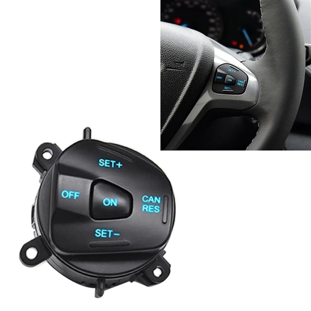 STOIFFFHH Lenkradschalterknopf Kompatibel mit Ford Für Fiesta MK7 MK8 Für Escort Für Ecosport 2013 2014 2015 Auto Lenkrad Rechts Tempomat Schalter Taste(Black Blue) von STOIFFFHH