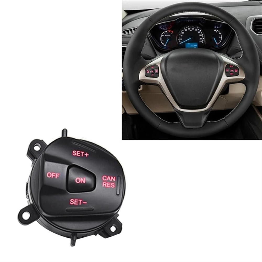 STOIFFFHH Lenkradschalterknopf Kompatibel mit Ford Für Fiesta MK7 MK8 Für Escort Für Ecosport 2013 2014 2015 Auto Lenkrad Rechts Tempomat Schalter Taste(Black Red) von STOIFFFHH