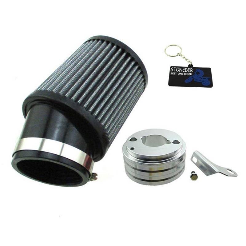 STONEDER 62 mm Luftfilter & Silberadapter-Kit für 6,5 PS Honda Clone GX160 GX200 Go Kart Predator 212 cc Motor Go Kart Rennwagen Mini Bike von STONEDER