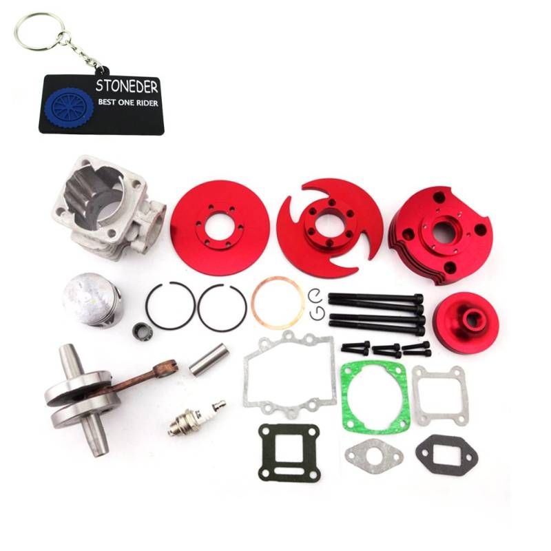 STONEDER Rotes 44 mm Big Bore Kit Zylinder Assy für 2-Takt 47 cc 49 cc Motor Chinesisches Mini Dirt Pocket Bike ATV Quad 4 Wheel Minimoto von STONEDER