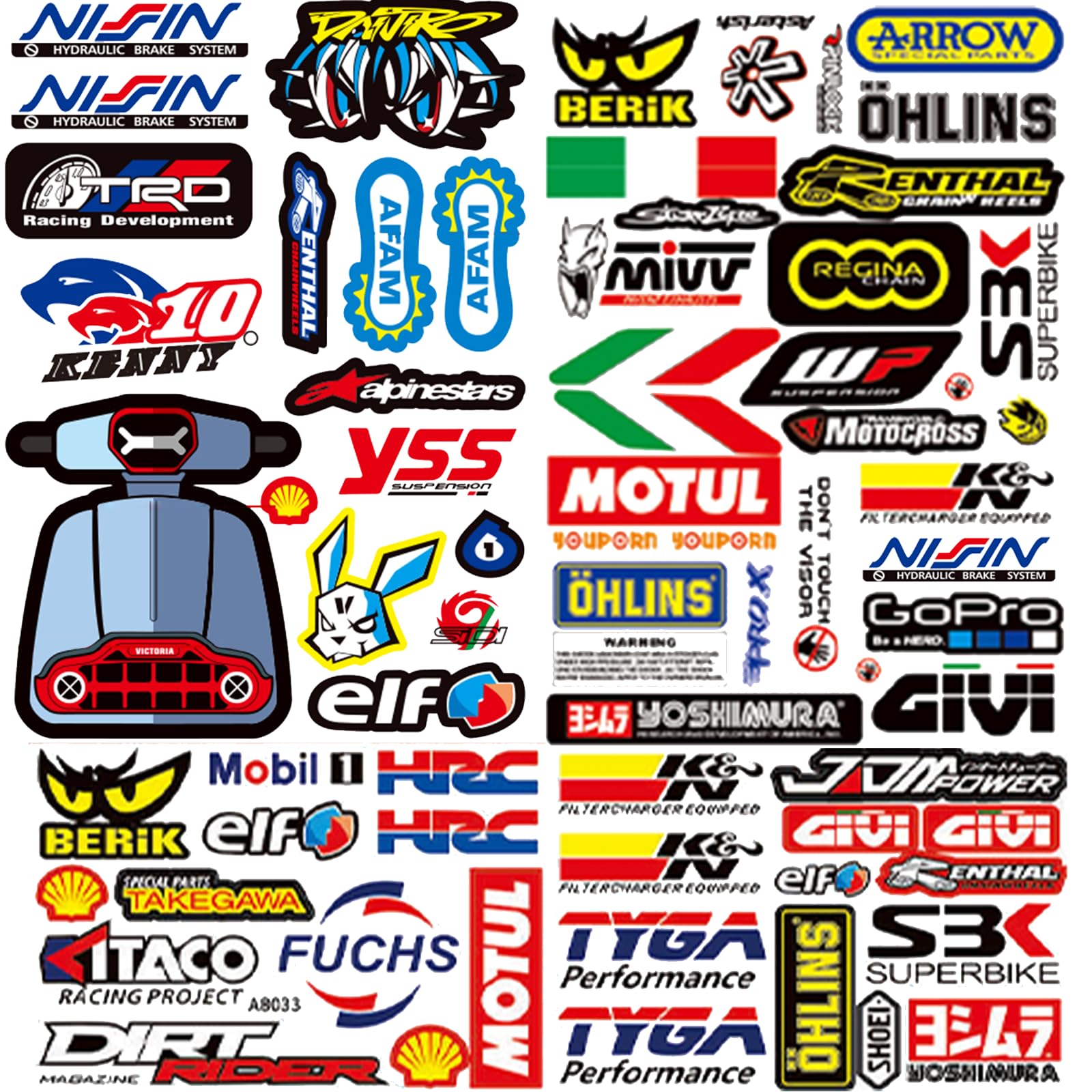 3 Bögen Motorrad Aufkleber Autoaufkleber Tuning Moped Sticker Helm Aufkleber MTB Sticker Geeignet für Motorräder, Elektrofahrzeuge, Rennsport, Rollerhelme und Motocross-Motorräder usw von STOOKI