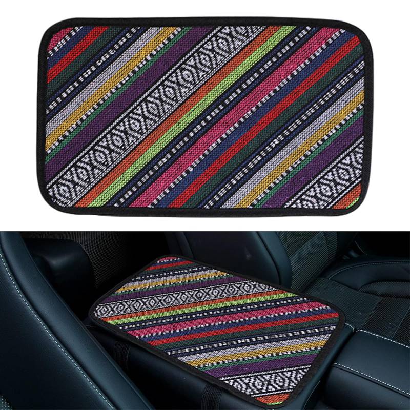 Auto Armlehnenkissen Car Armrest Box Pad im Boho-Stil Mittelarmlehne Universal Auto auto armlehnen polster Abdeckung Auto Zubehör Geeignet für die Meisten Autos, Lkws, Suvs(Bunt) von STOOKI