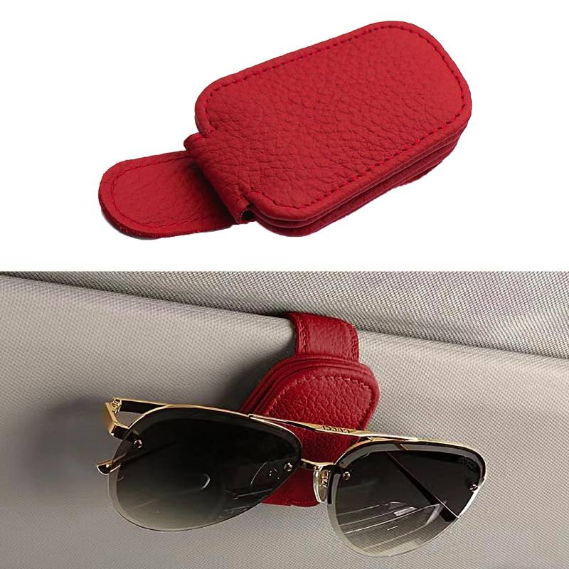 STOOKI Brillenhalter Sonnenbrillenhalterung Magnetisches Sonnenbrille Halter Auto Universelles Sonnenbrillen-Clip-Visier-ZubehöR (Rot) von STOOKI