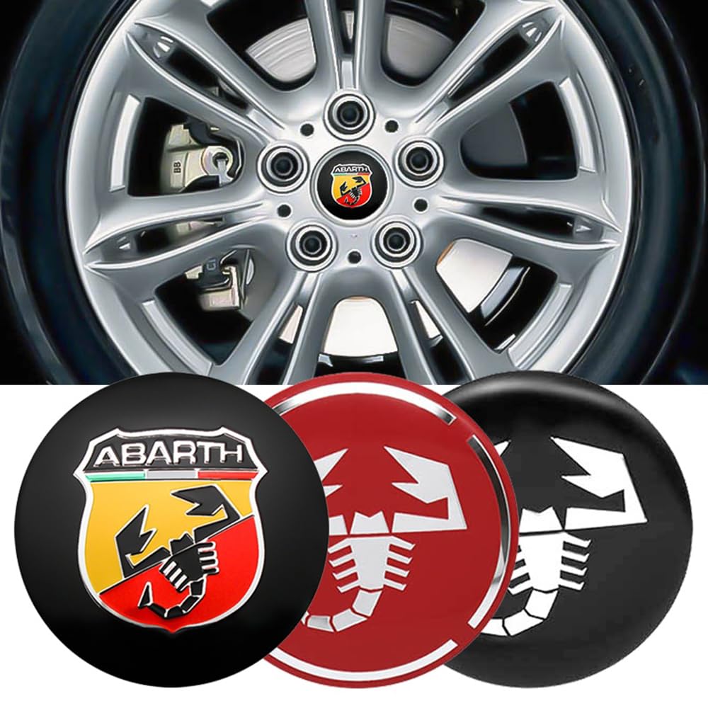 Auto Radnabenkappen für Abarth 50MM Radnabenabdeckung Reifen Felgendeckel Aufkleber Nabenkappen Abzeichen Sticker Zubehör,Blackwhite von STREHN